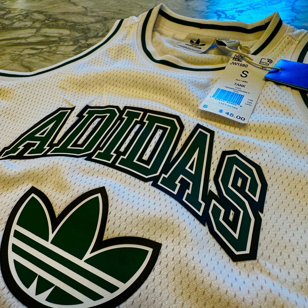 Adidas Originals Jersey with Green & Black Accents, NWT, Boys/Girls Small - Picture 4 of 9